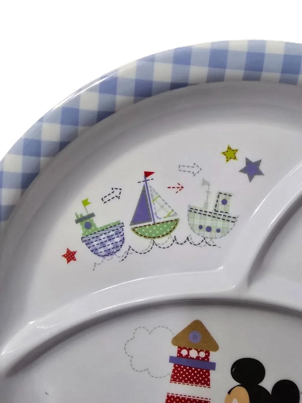 Disney Mickey Mouse Divided Plate Melamine Baby Boat Turtle Lighthouse Beach Y2K